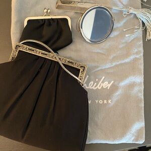 Judith Leiber Black Clutch with Silver Details